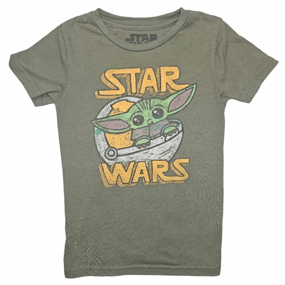 Star Wars Grogu Baby Yoda Olive Green T-Shirt Boys Size 4T